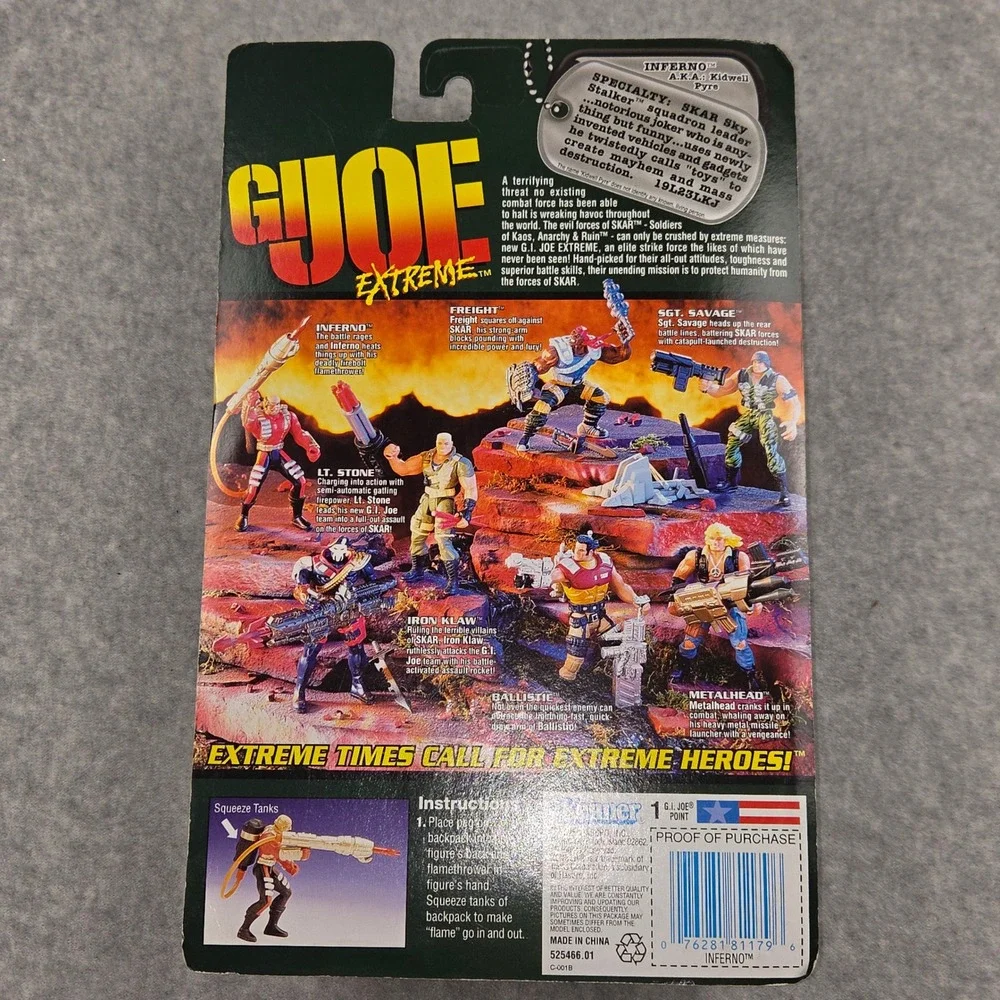 GI Joe Extreme Inferno Action Figure Kenner 1995 Firebolt Flamethrower NIB